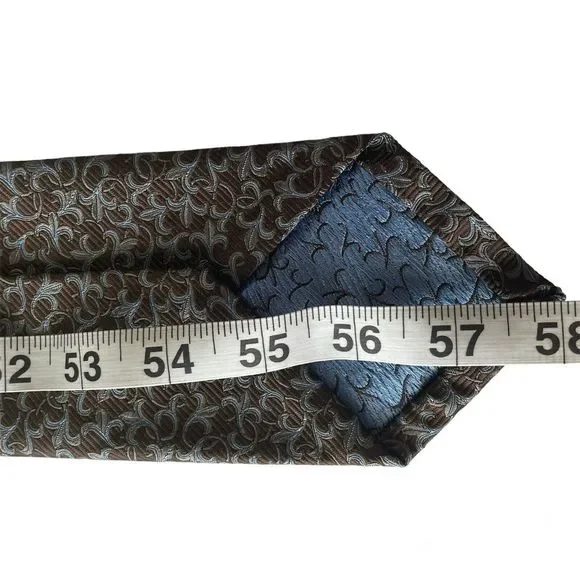 Robert TalbottSeven Fold Neck Tie Blue Brown Gray Geometric#25/40 NWOT $245